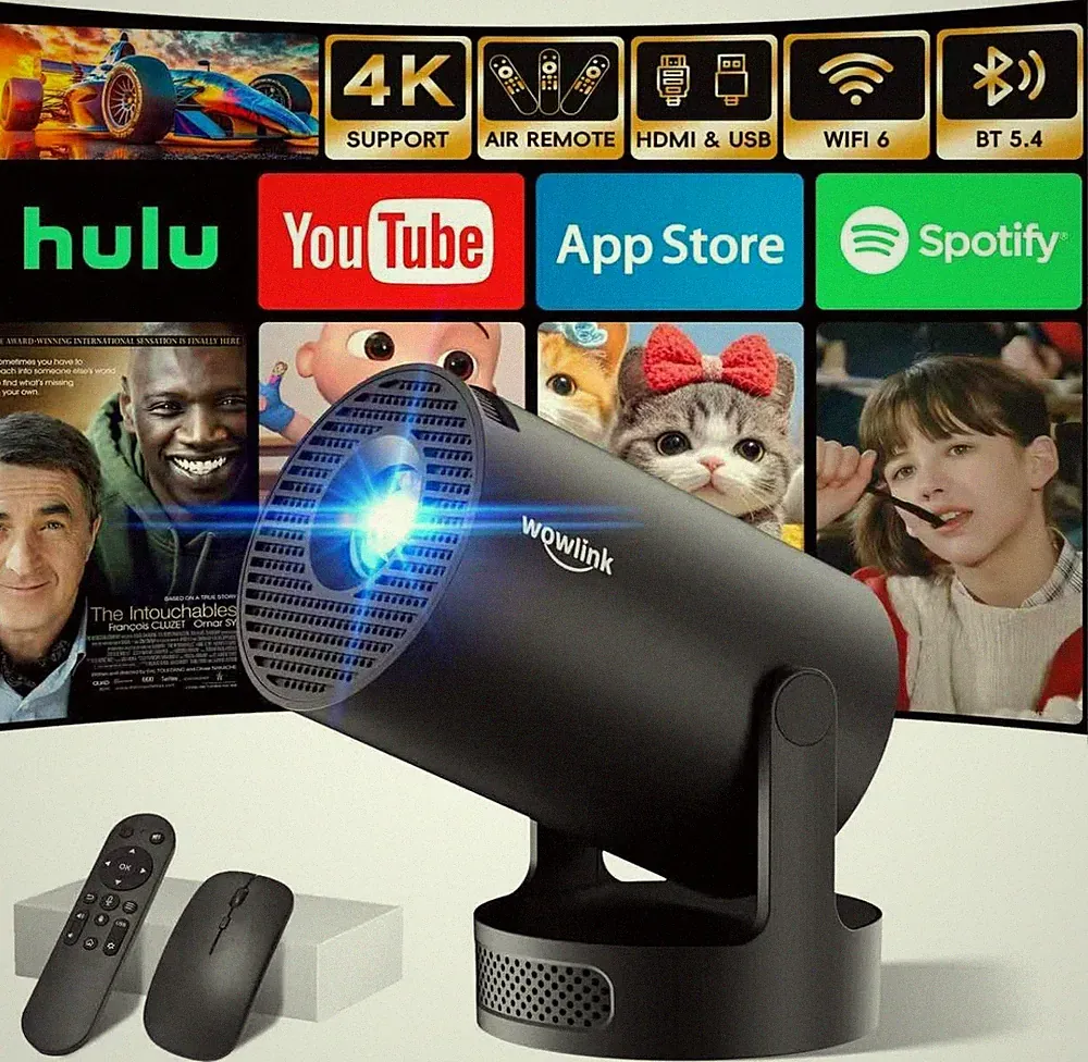 Mini Projektor 1080P Unterstützung 4K HDMI - Tragbar - Android 11 WiFi 6