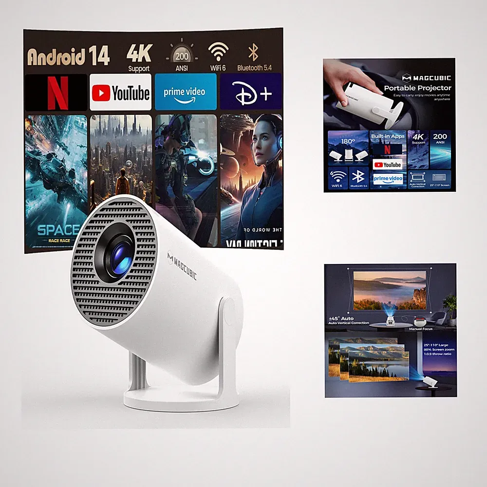 Mini Projektor 4K 1080P 200ANSI 8000Lumen