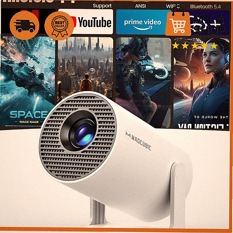 Mini Projektor 4K Full HD 1080P 200 ANSI Auto Trapezkorrektur Beamer klein