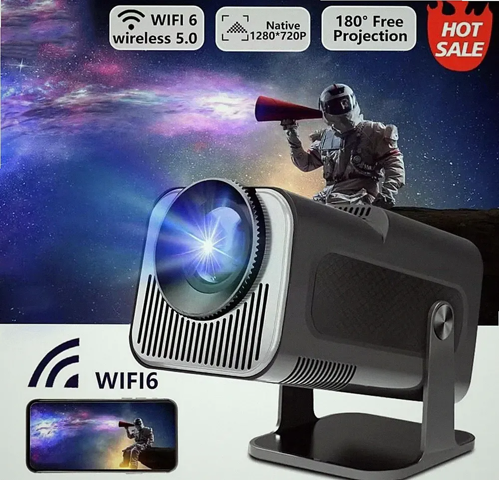 Mini Projektor 4K Support Android WiFi 6 Bluetooth Beamer Kurzdistanz Heimkino