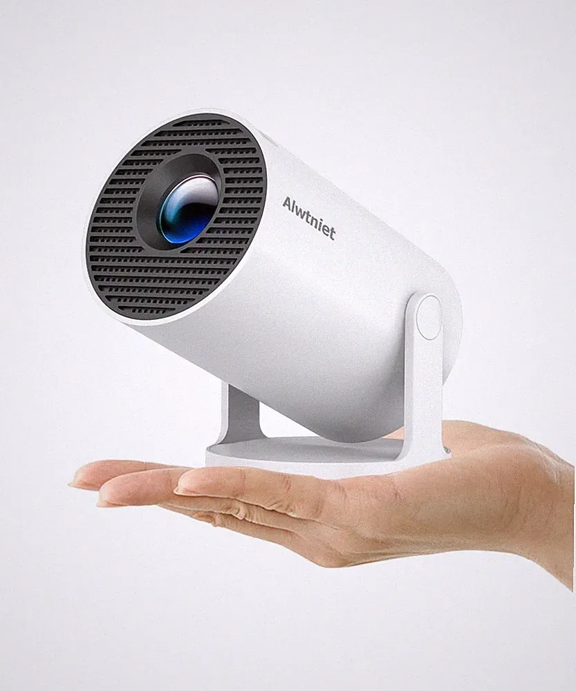 Mini Projektor, 4K Unterstützung Projektor für Schlafzimmer, Tragbar Smart Weiß