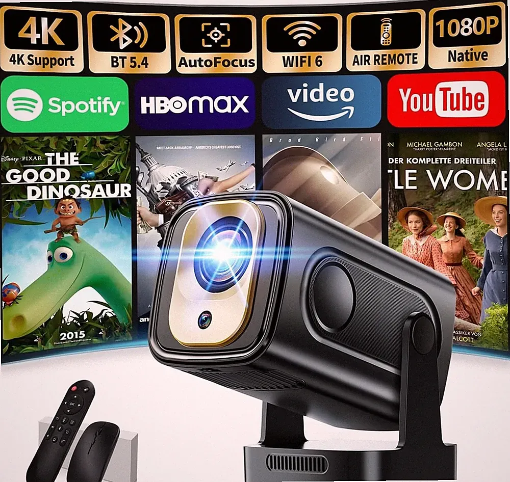 Mini Projektor 4K WiFi 6 Bluetooth 5.4 270 Drehbar 1