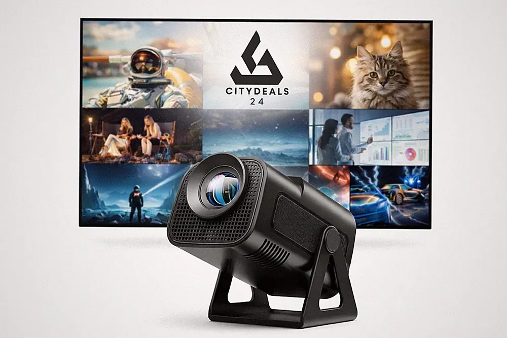 Mini Projektor 4K WiFi6 BT5.4 Android14 300ANSI Portable Beamer