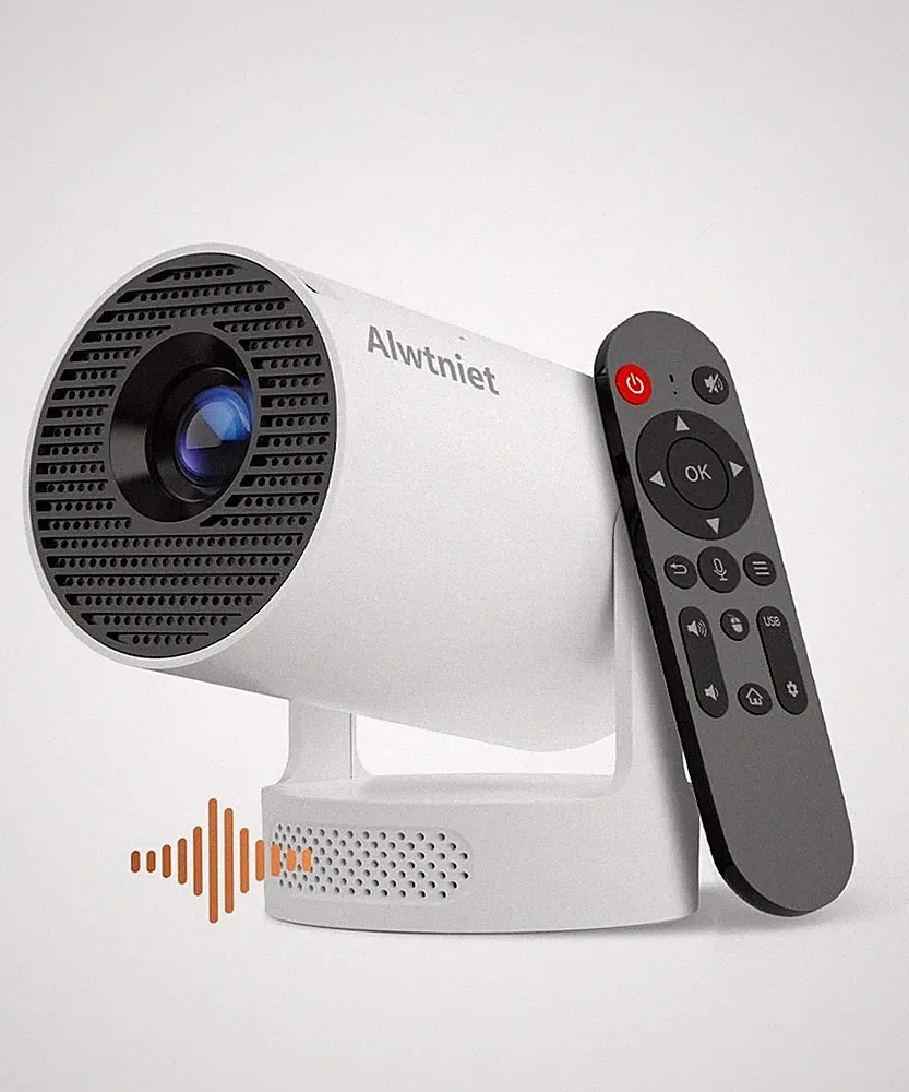 Mini Projektor mit Lautsprecher, 4K Unterstützung für Schlafzimmer weiß + schwarz