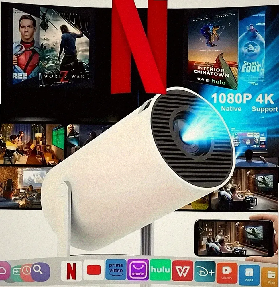 Mini Projektor mit WiFi 6 und 130-Zoll Projektion – HY300 PRO für alle Geräte