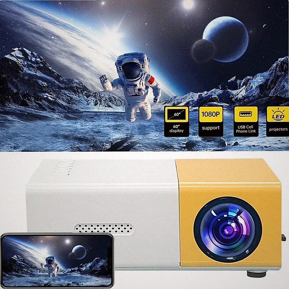 Mini Projektor Pro LED Videoprojektor, Tragbarer Filmprojektor Unterstützung 1080p B
