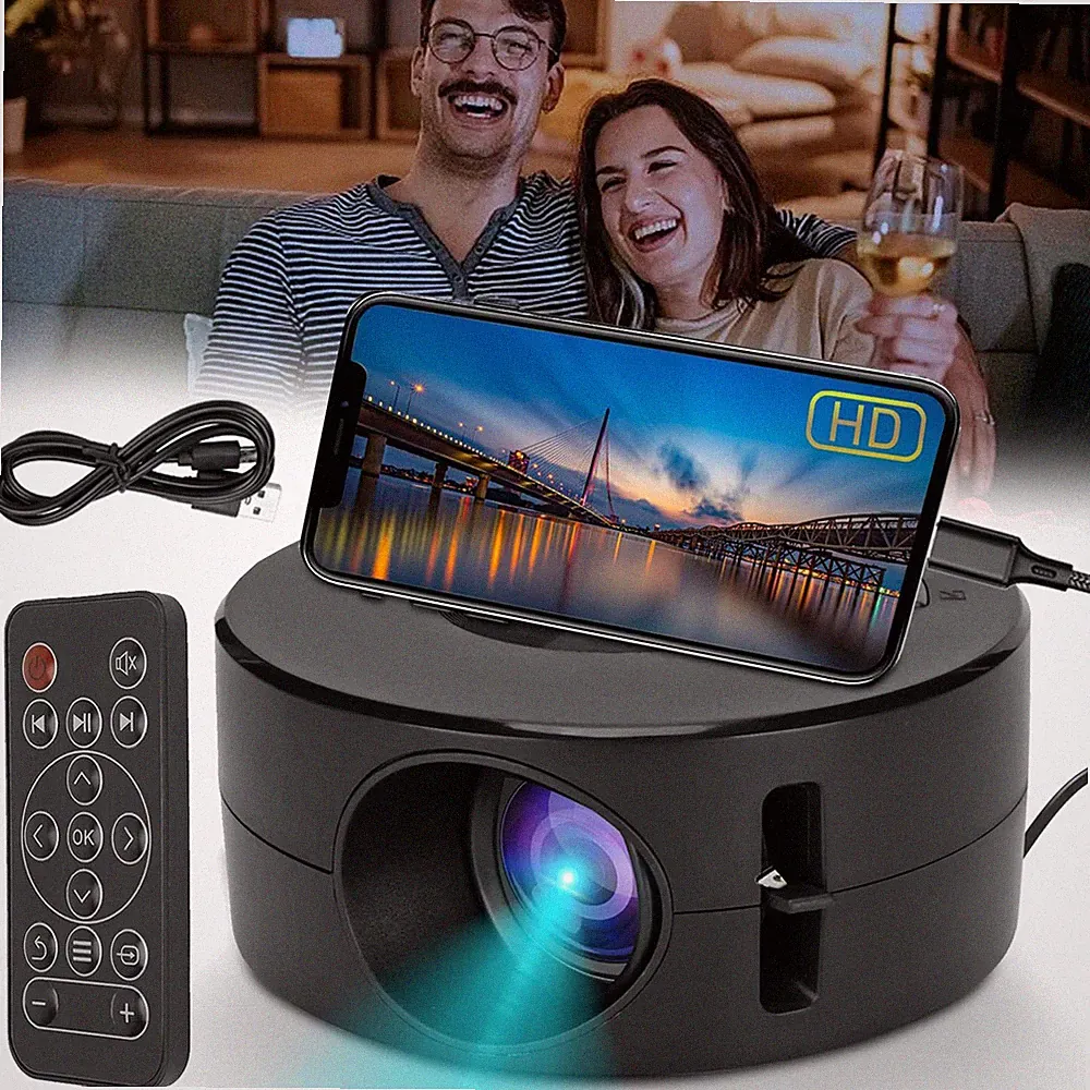 Mini Projektor Tragbarer Videoprojektor HD Heimkino Filmprojektor für Smartphone