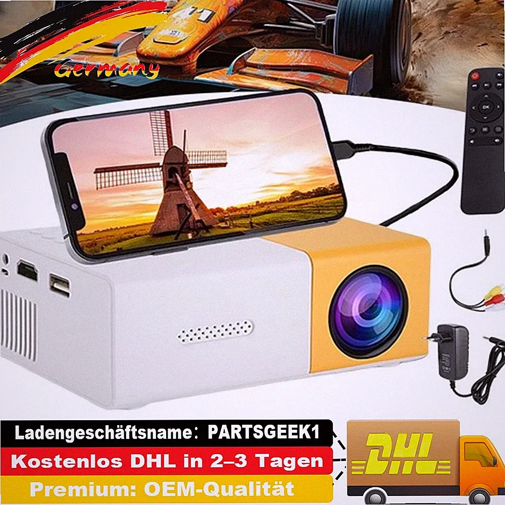 Mini Tragbarer Beamer HD Projektor Filmprojektor Videoprojektor für Android iOS