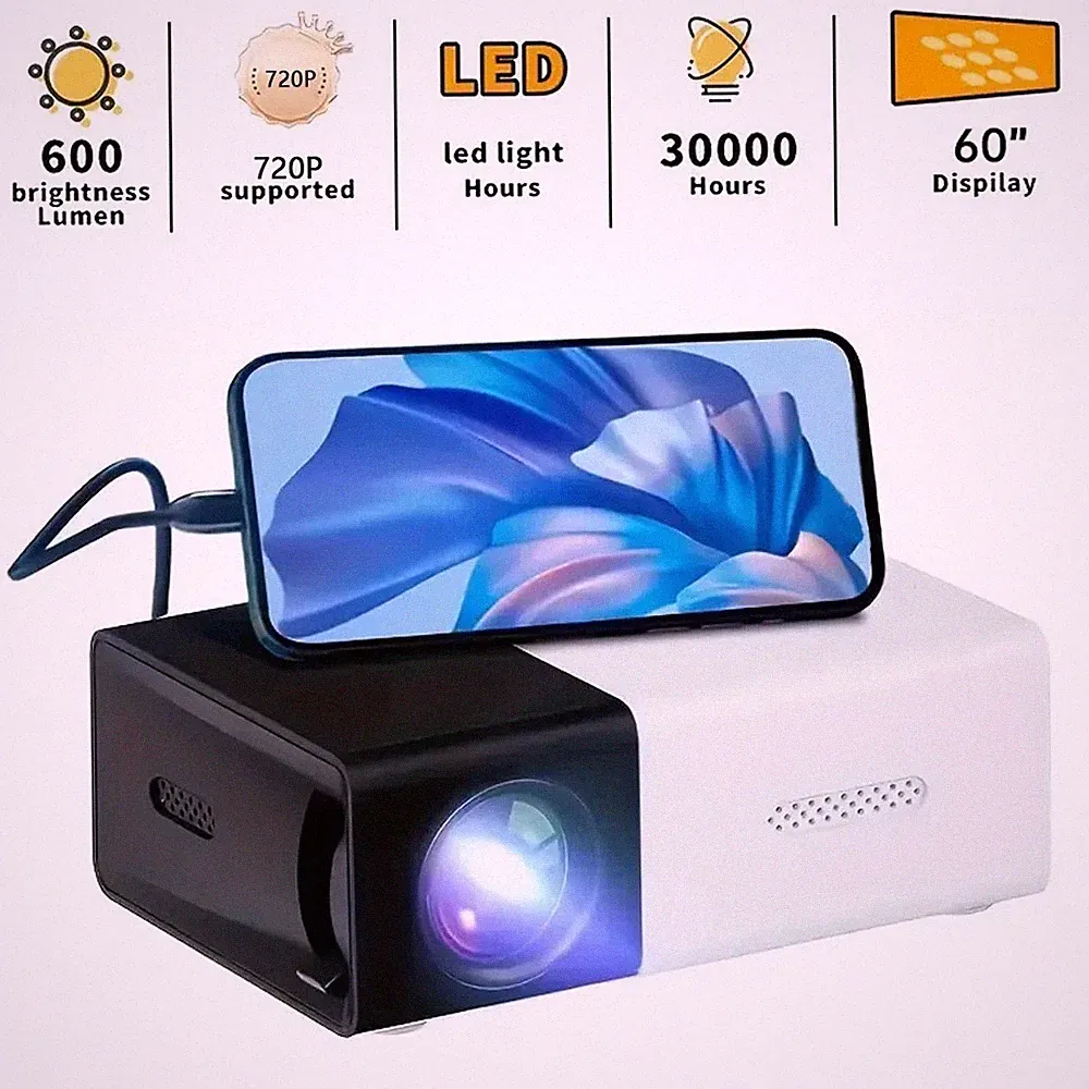 Mini Tragbarer LED Projektor HD Heimkino Kino Telefon Kompatibel Projektor UK