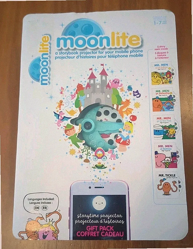 Moonlite Bilderbuch Projektor für Handy 5 Mr Men Rollen inklusive gebraucht