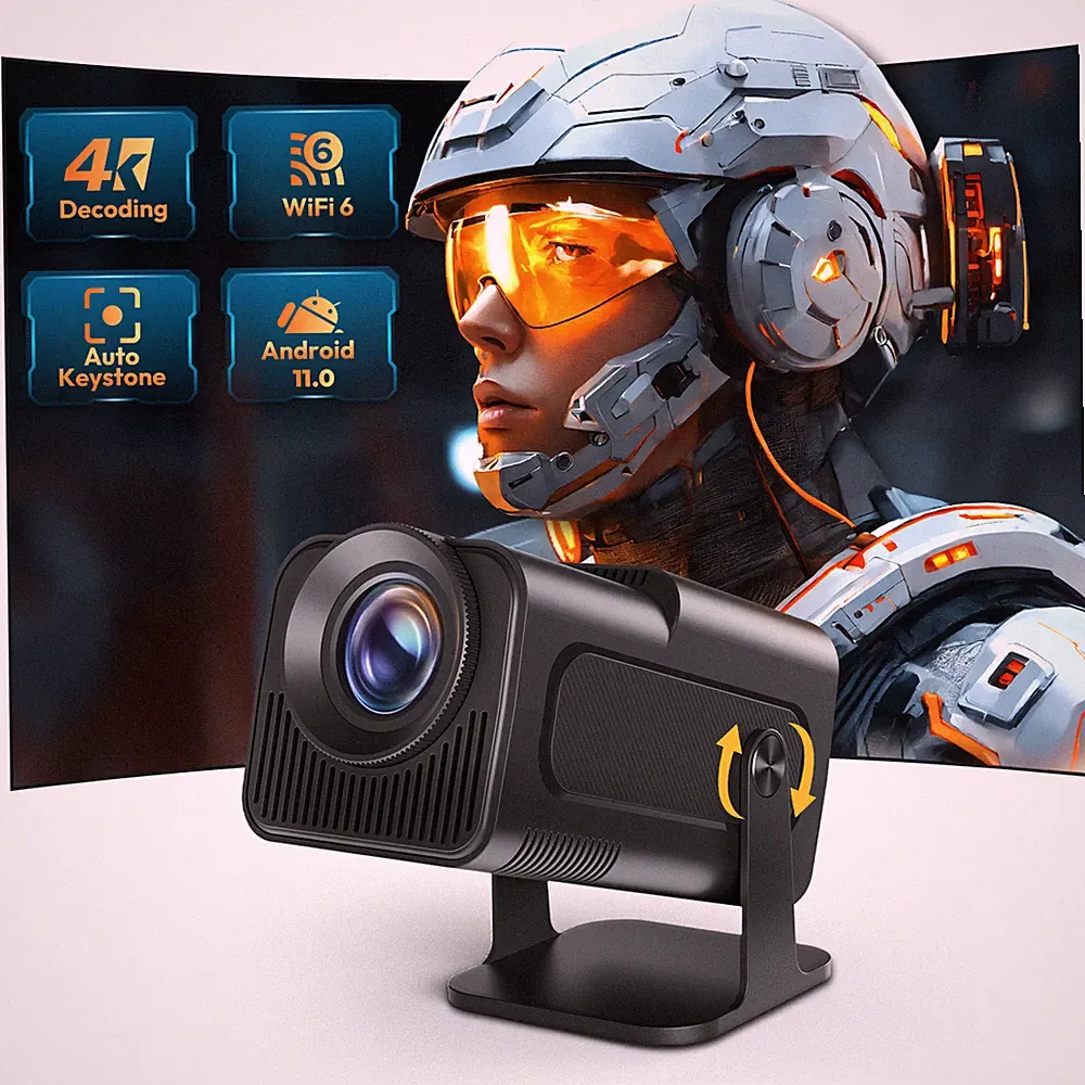 Native 1080p 4K Projektor Mini Beamer WiFi BT LED Android Heimkino Mit Leinwand