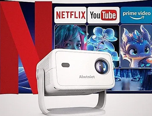 Netflix Lizenziert] Alwtniet L018 NTV Smart Projektor, 1080P Native 400 ANSI Auto