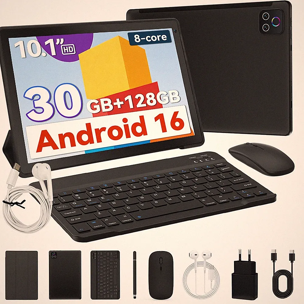NEU 10 Zoll 30(6+24)GB 128GB ROM Android 16 WiFi 6 Widevine L1 Netflix IPS LCD
