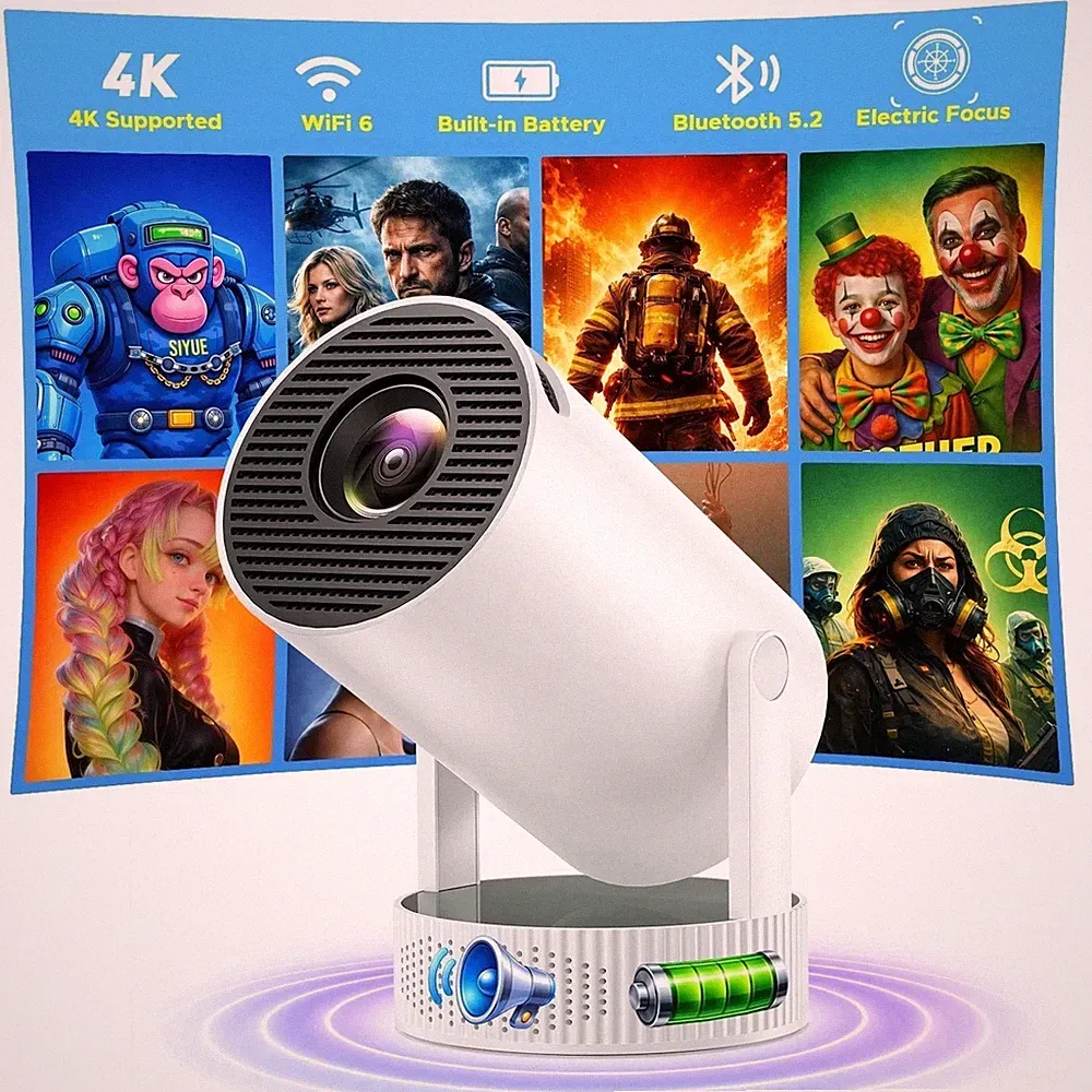 NEU 1080P Mini Heimkino-Beamer FHD 4K Projektor LED WiFi 6 Bluetooth Android TV