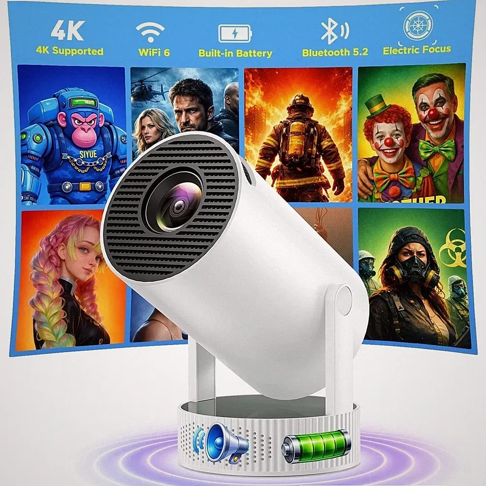 NEU 1080P Mini Heimkino-Beamer FHD 4K Projektor LED WiFi 6 Bluetooth Android TV