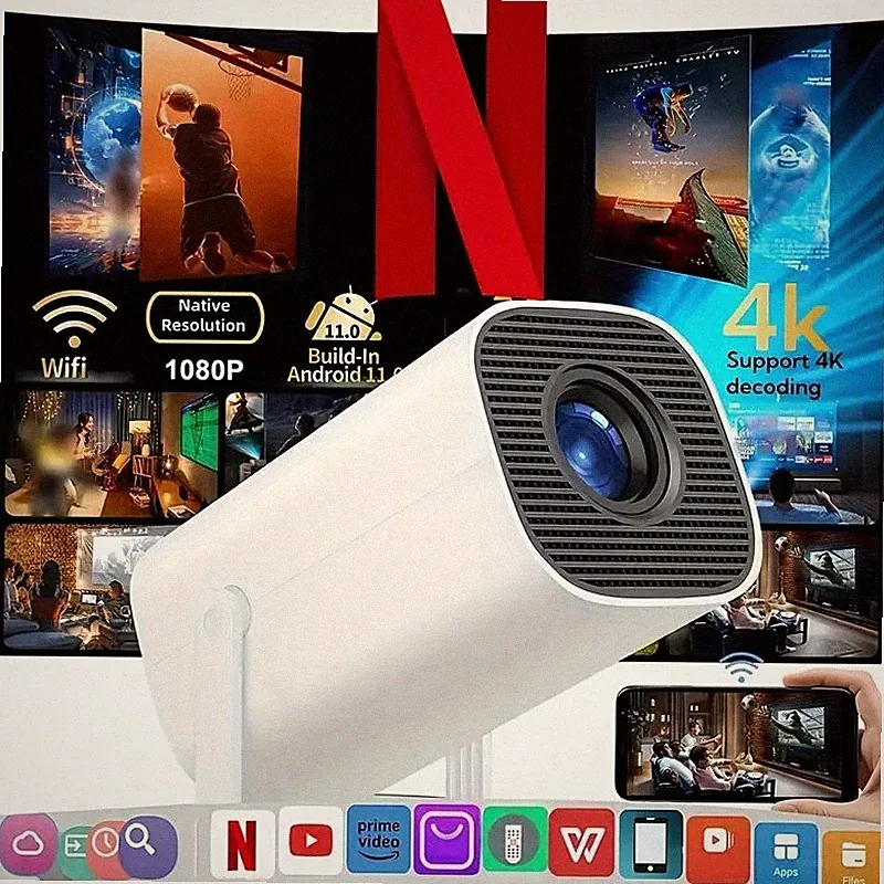 NEU Beamer Projektor UHD WiFi Bluetooth Android TV Heimkino Mini Tragbar