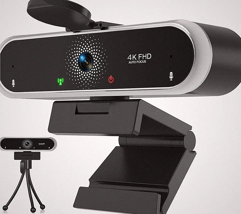NIVEOLI Webcam 4K mit Mikrofon und Webcam Abdeckung, Stativ, Desktop, Videoanruf
