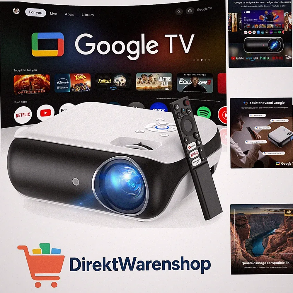 Official Google TV Smart Beamer 4k, 25000L Full HD Beamer Heimkino mit Dolby...