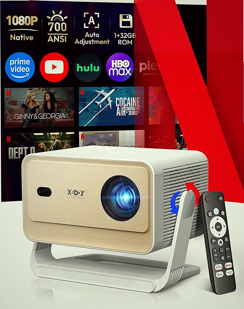 Offizieller Netflix-Beamer-Projektor 700 ANSI Sprachsteuerung FHD WiFi Heimkino