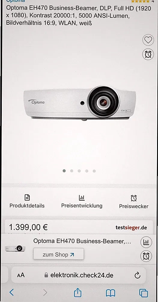 Optoma EH470 Business Beamer mit 5000 ANSI-Lumen und Full-HD