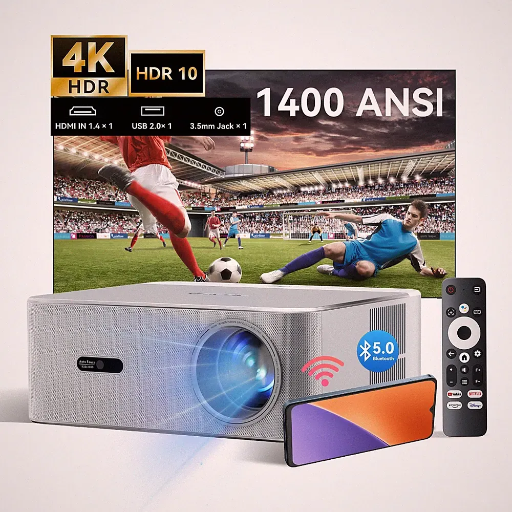OSCAL PV800 Pro Projektor 1080P 1400 ANSI Google TV WM 2026 WiFi 6 Auto Fokus