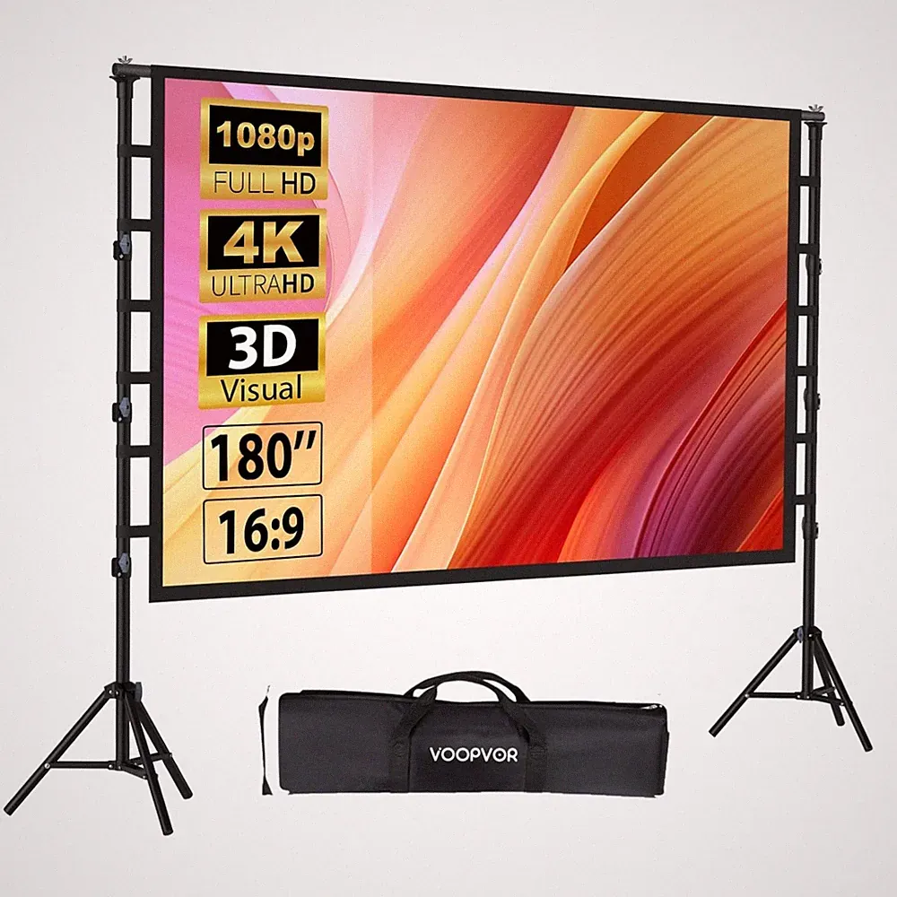 Outdoor Beamer Leinwand 180 Zoll 16:9 Faltbar HD Stativ Tragbare Projektionsf...