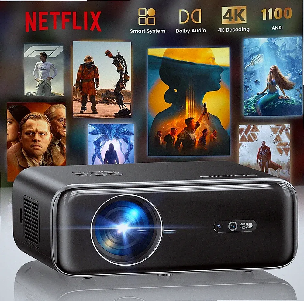 P62 PRO WiMiUS Projektor mit Netflix, 1100 ANSI Autofokus (NEU)
