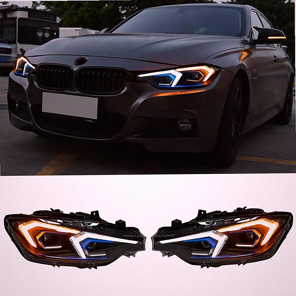 Paar LED Scheinwerfer für BMW F30 F35 3er Serie 2013-2019 DRL Blinker Montage