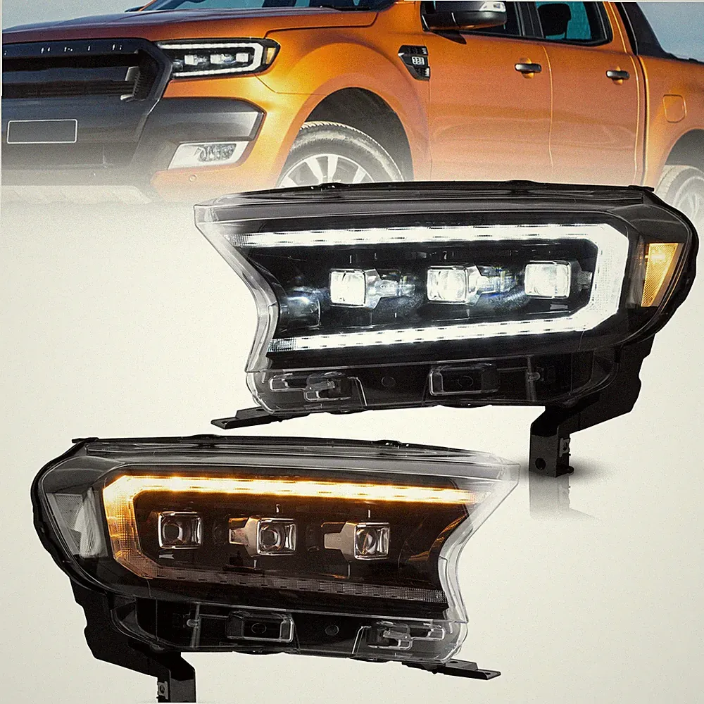 Paar VLAND LED Fronts Scheinwerfer Für Ford Ranger TKE 2015–2021 mit Animation