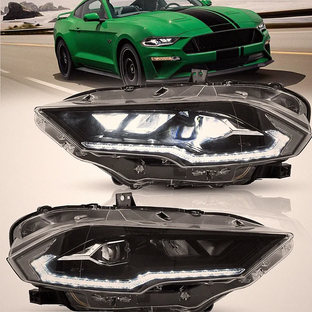 Paar VLAND VOL LED Scheinwerfer Für 2018-23 Ford Mustang Gelb Biinker Animation