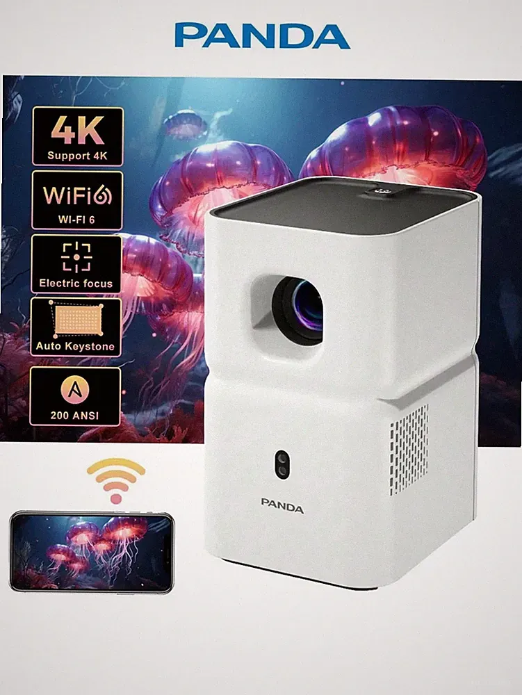 Panda PF03 Mini Beamer 4K Full HD 1280×720P Android WiFi 6 LED Heimkino