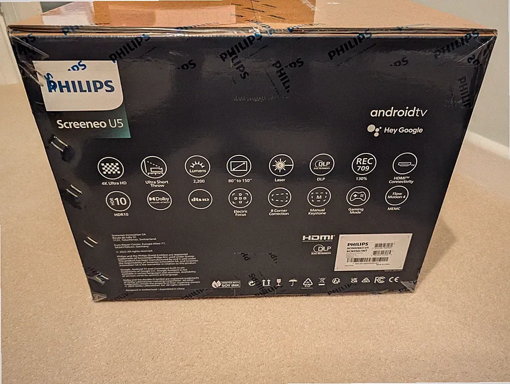 Philips Screeneo U5 - True 4K UST Projektor, Dolby Audio/Vision, HDR, Android TV