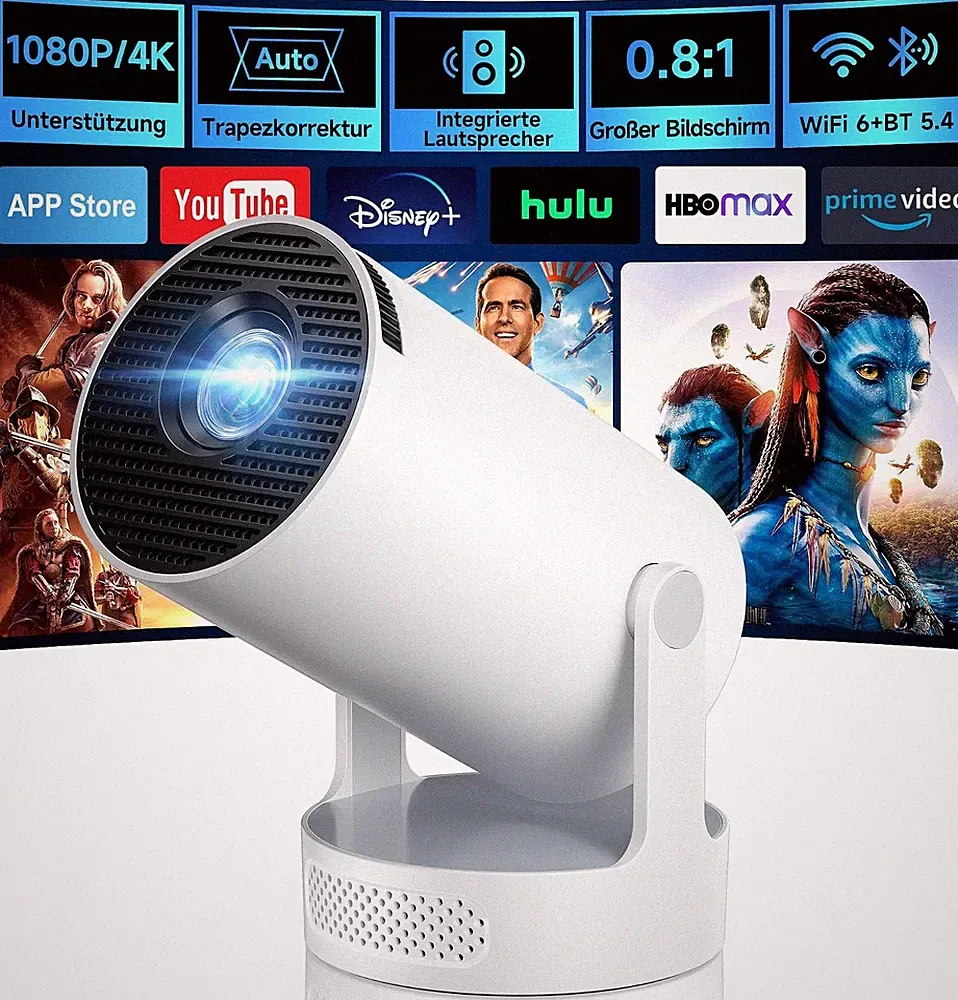 Philosent Mini Beamer 4K 1080P WiFi 6 Bluetooth 5.4 Tra