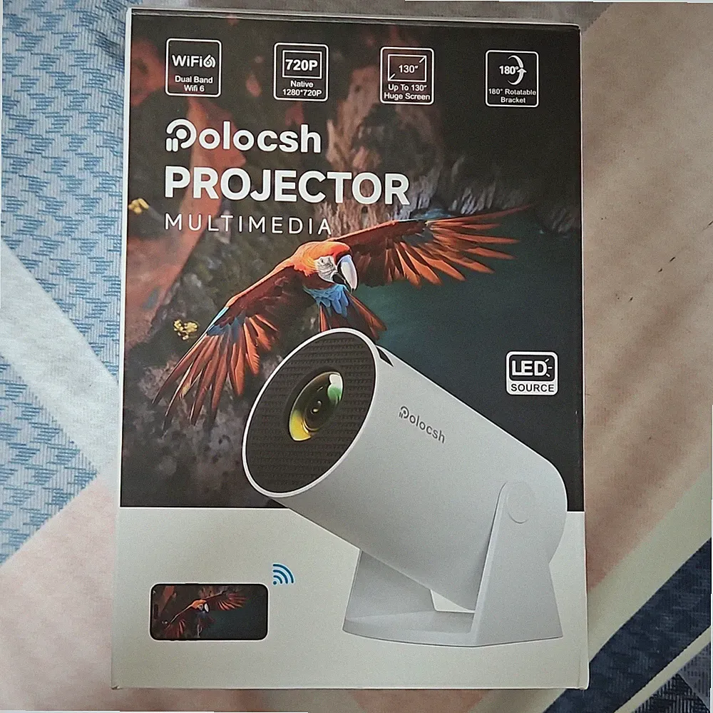 Polocsh LED Projektor 720p (1280x720) Wi‑Fi tragbar Desktop weiß
