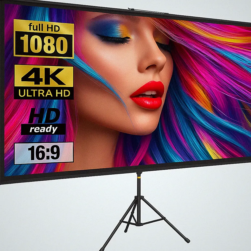 Premium 100” 4K Beamer Leinwand – Stativ für Präsentationen und Heimkino
