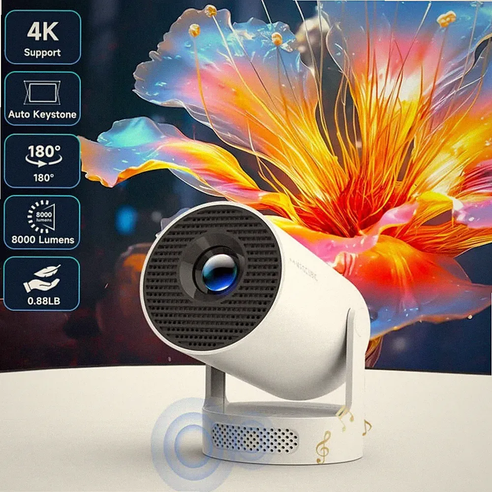 Pro 4K Android 11 Tragbarer Beamer - 180 Grad Flexibler Mini Kinoprojektor