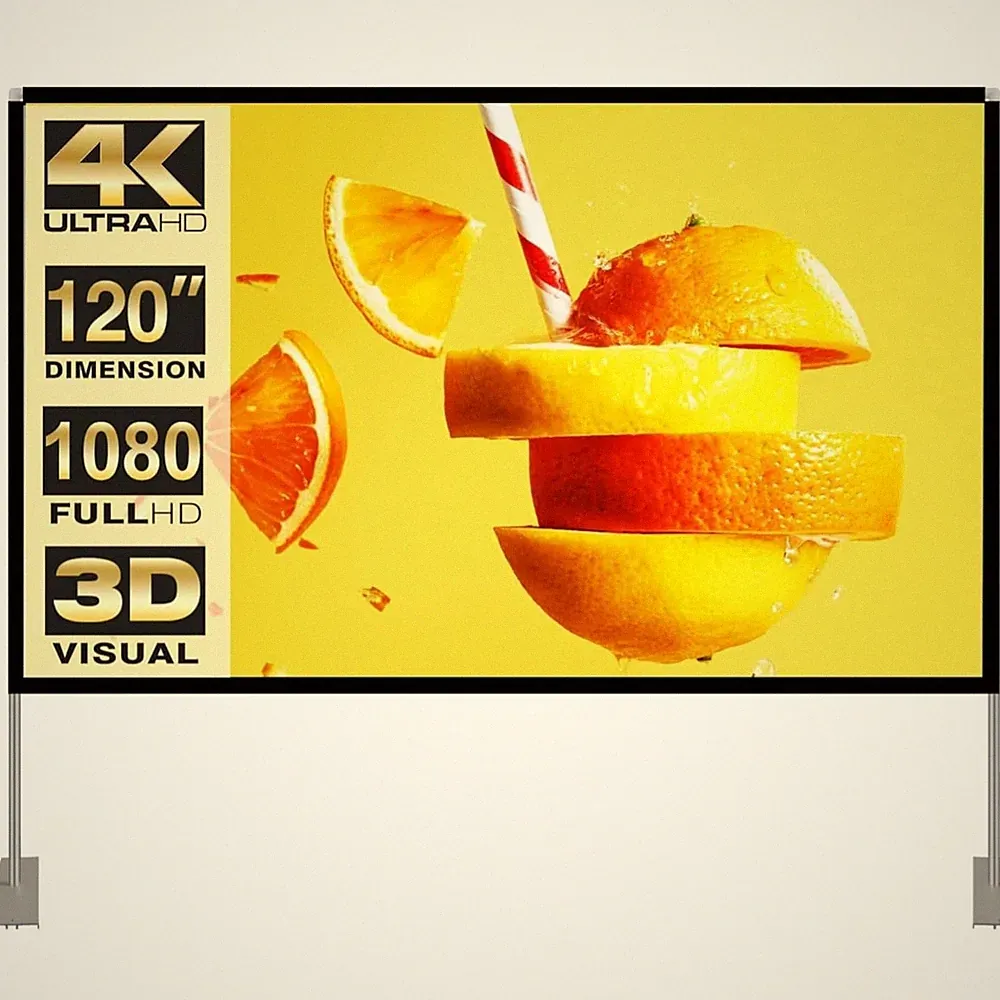 Projektionsleinwand Beamer 120 Zoll 4K Heimkino tragbar Ständer Innen Außen