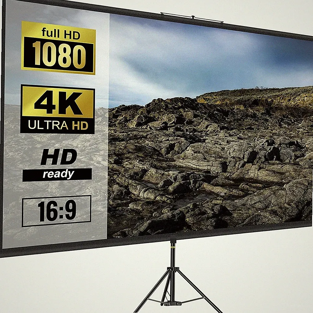 Projektionswand 80 Zoll Beamer Leinwand Stativ 4K HD Heimkino Büro