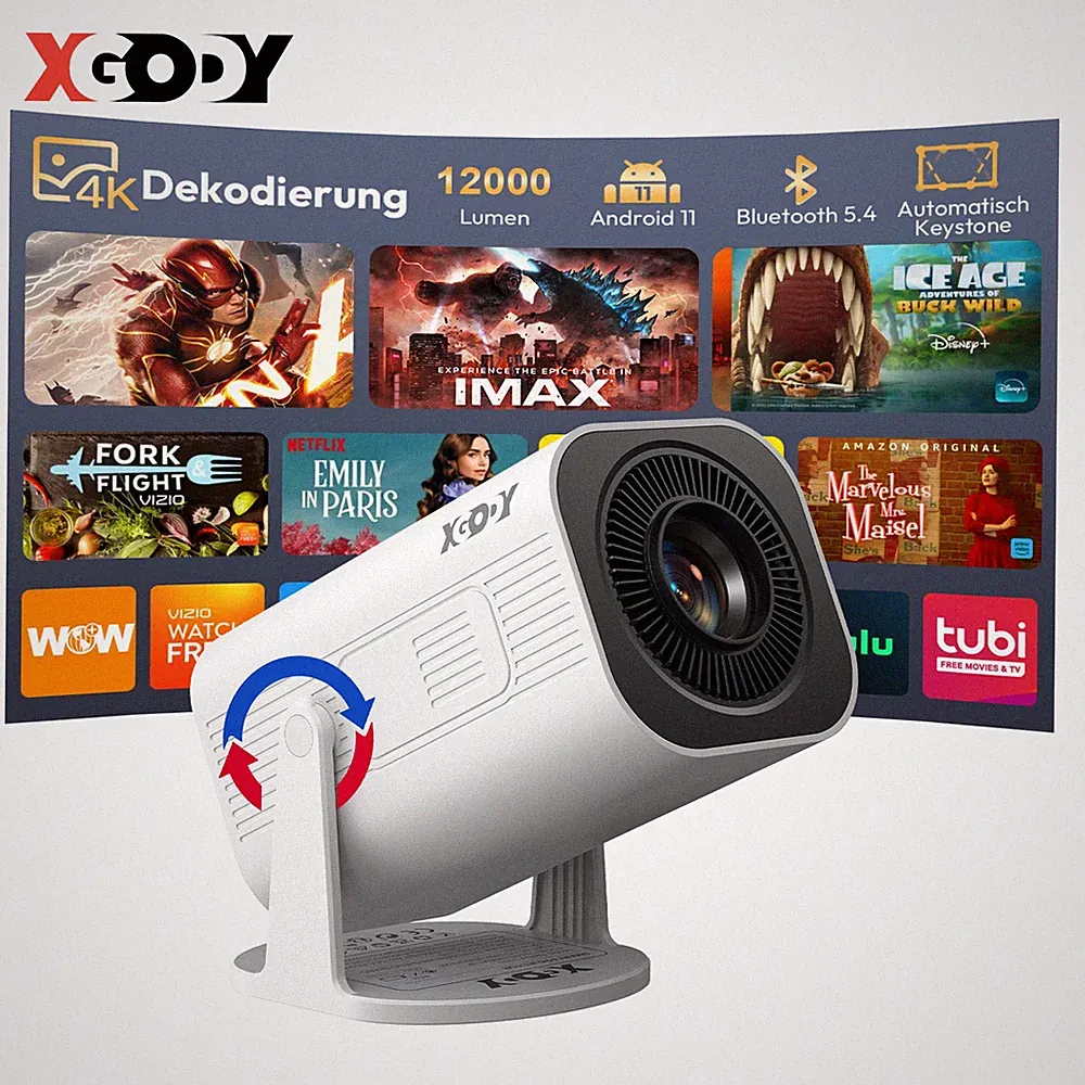 Projektor 4K Beamer 12000 lumen LED Android 11.0 WiFi6 BT5.0 Full HD Heimkino