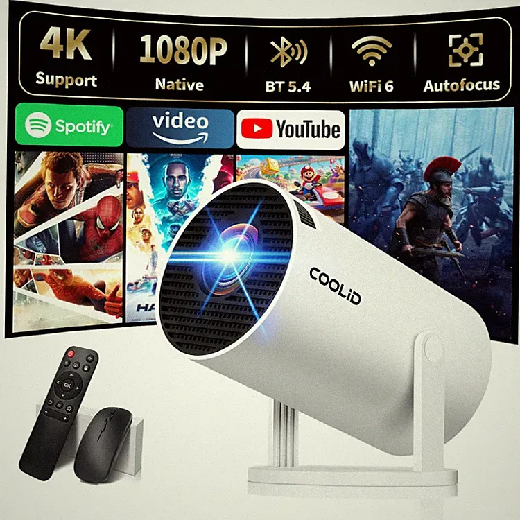 Projektor Beamer tragbar 4K 1080p HDMI USB Bluetooth 5 WiFi 6 Weiß 1400 Lumen