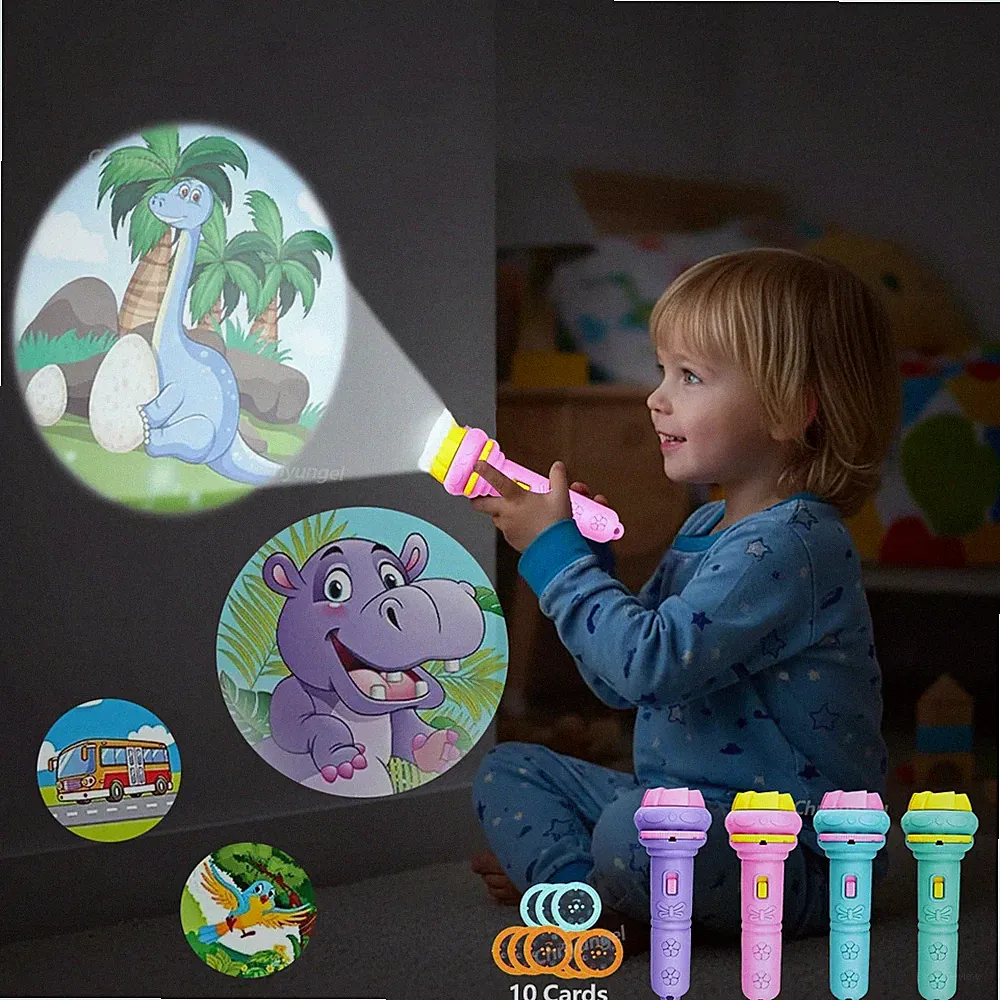 Projektor-Taschenlampe Kinder, 80 Muster & Nachtlicht, Lernspielzeug, 3–6 Jahre