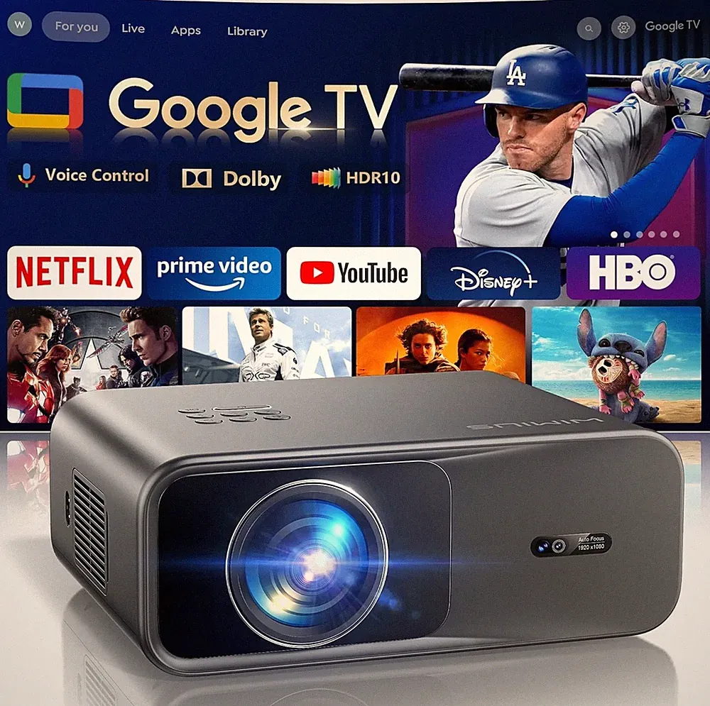 Projektor Wimius G1 1080p, Dolby Audio, 1000 Ansi Lumen, HDR10, WLAN, Bluetooth