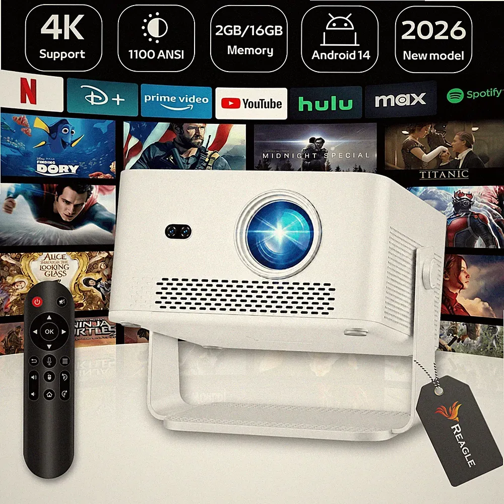 REAGLE P60 Projektor Beamer 1080p 1100ANSI WiFi6 Bluetooth 5.4 Android 14 HDR10+