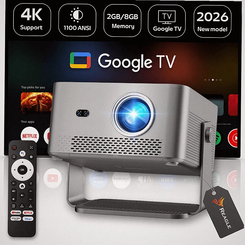 REAGLE P70 Projektor Beamer 1080p 1100 ANSI WiFi5 Bluetooth 5.1 Google TV HDR10+