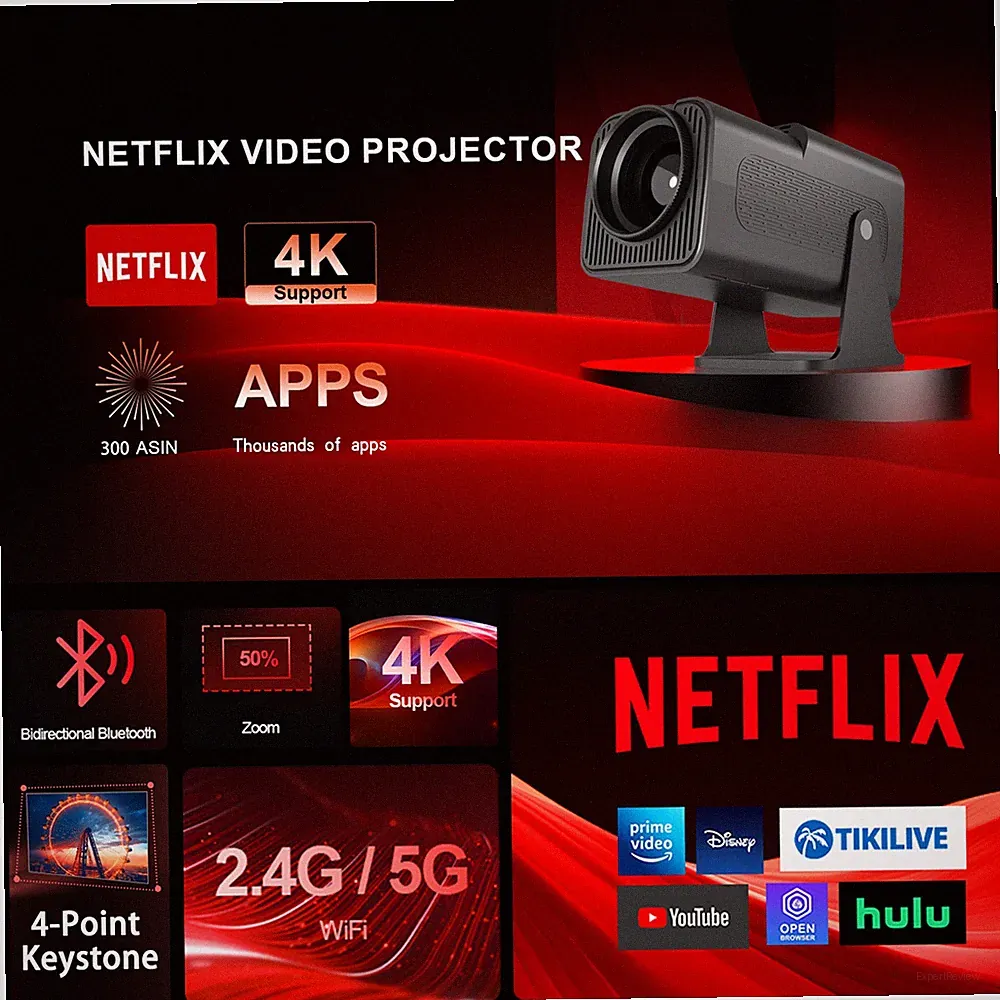 Real 4K Projektor 300LMS 1080P Full HD Beamer WiFi LCD Heimkino HDMI Bluetooth