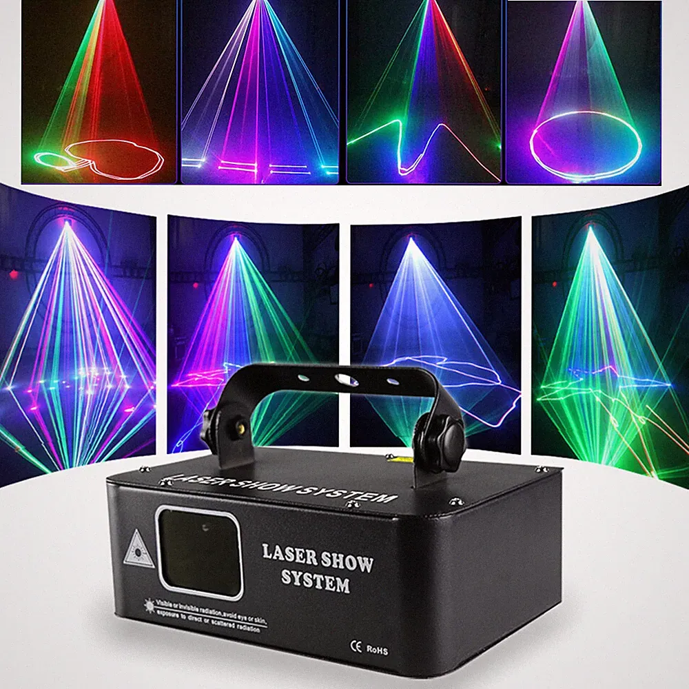RGB Laser Projektor Strobe LED Bühnenlicht DMX Lichteffekt Beam Disco Halloween
