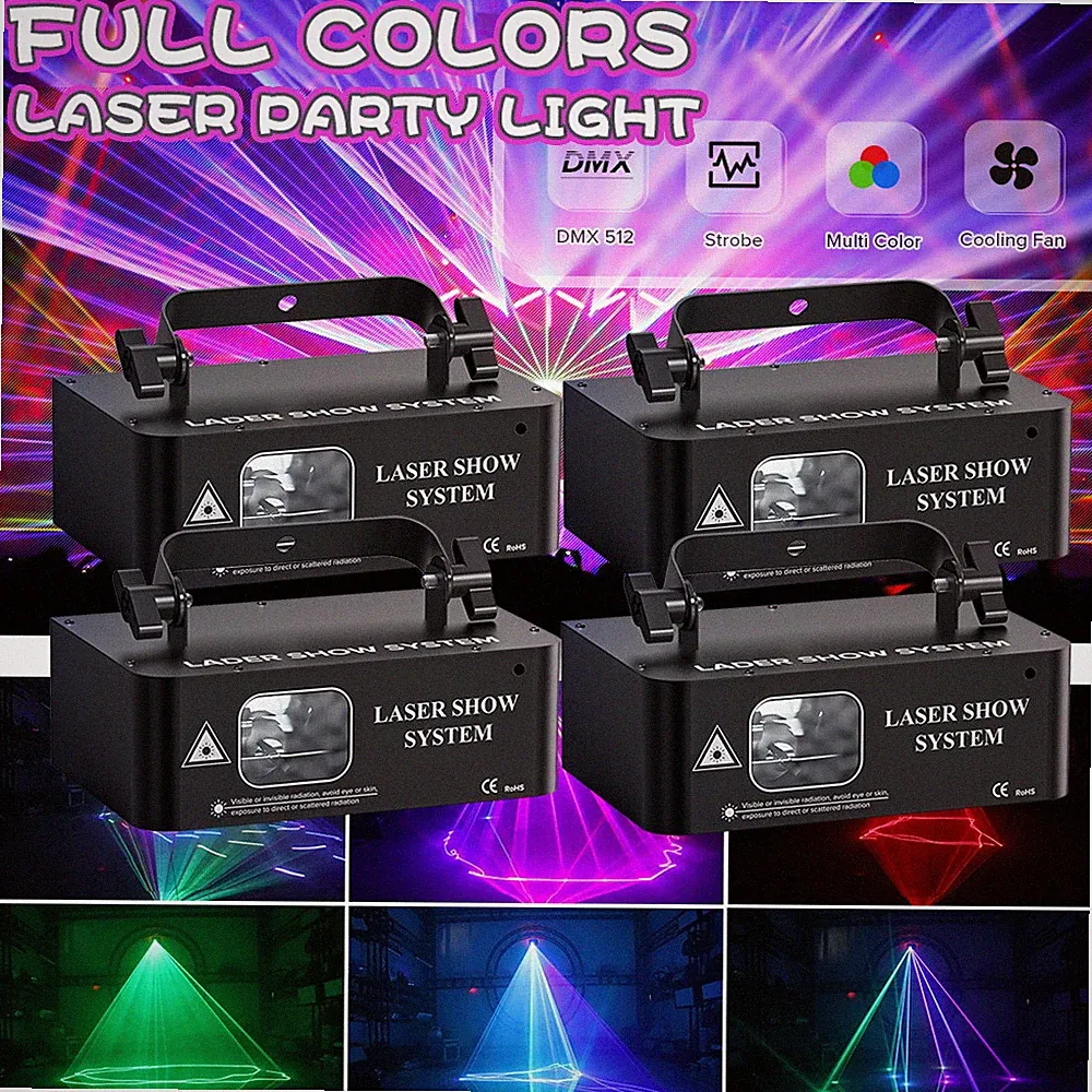 RGB Laser Projektor Strobe LED Bühnenlicht DMX Lichteffekt Party Scheinwerfer