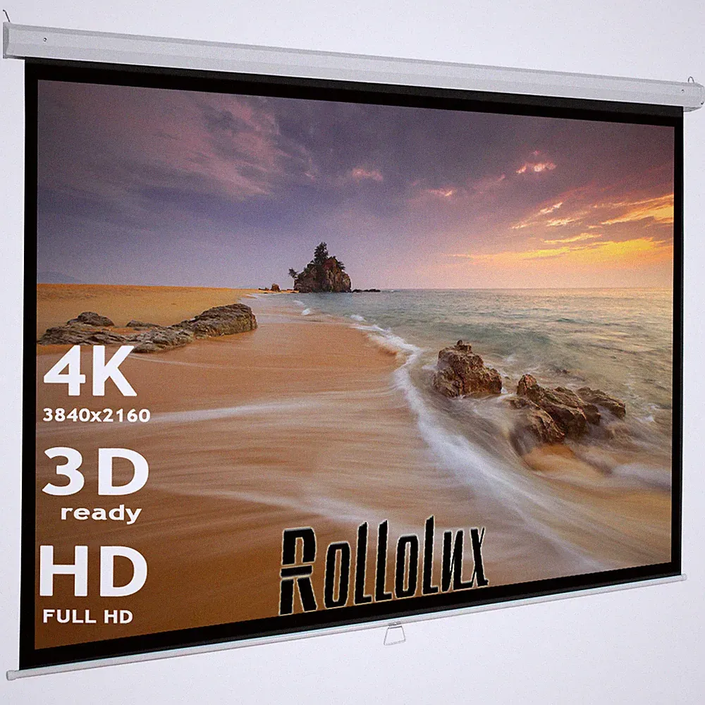 Rollolux Base Heimkino Beamer Rolloleinwand 180 x 138 (174x130)cm 4:3 HDTV 86"