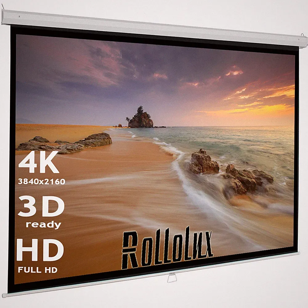 Rollolux Base Heimkino Beamer Rolloleinwand 180 x 140 (174x98)cm 16:9 HDTV 4K 3D