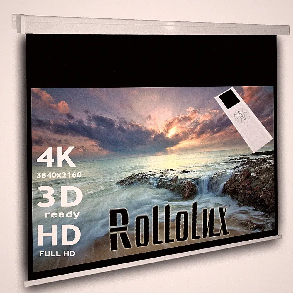 Rollolux Heimkino Beamer Motorleinwand 160 x 145 (154x87) 16:9 HDTV 3D 4K